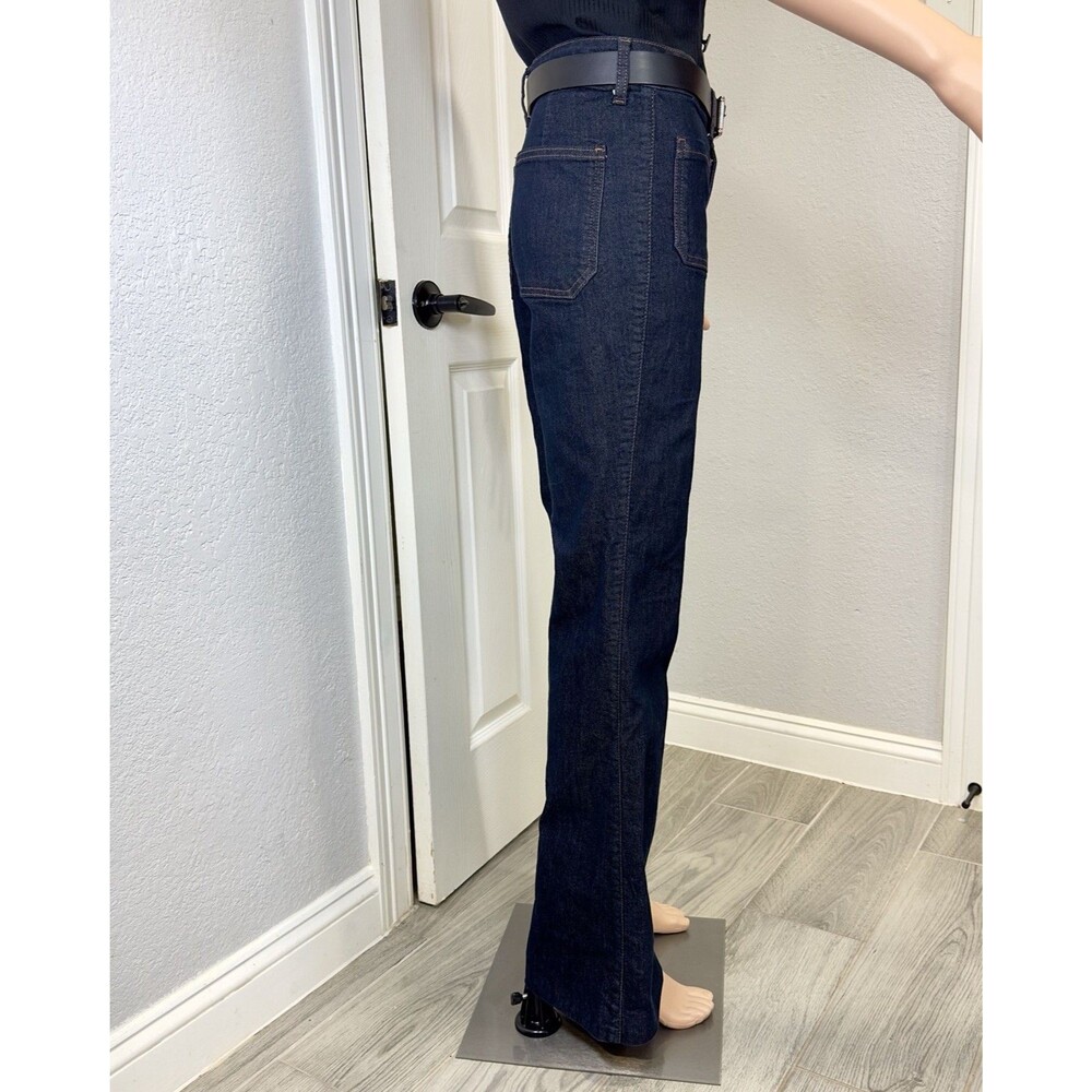 Maeve Anthropologie High Rise Flare Jeans Dark Wash Front Patch Pocket Sz 28 - Picture 2 of 9